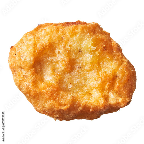  SIngle chicken nugget isolated on a white background © Krakenimages.com