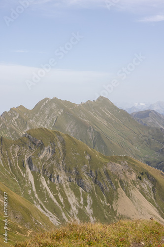 Amazing hiking day in the alps of Switzerland. Wonderful view over a beautiful lake called Brienzersee. What an amazing view. photo