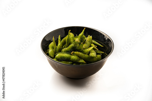 Edamame soybeans isolated on a white background - traditional asian food