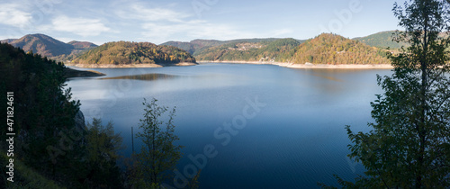 Panoramic view of Lake Zaovine on Tara Mountain in autumn photo
