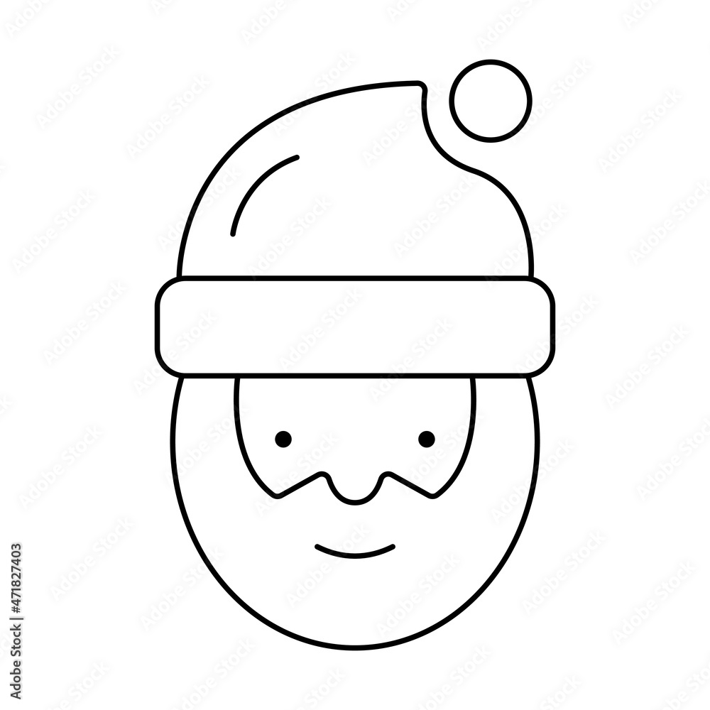 Santa Claus head face Christmas Vector. Black and white. White background. Line drawing. Santa Claus head face Christmas Vector. Black and white. White background. Line drawing.