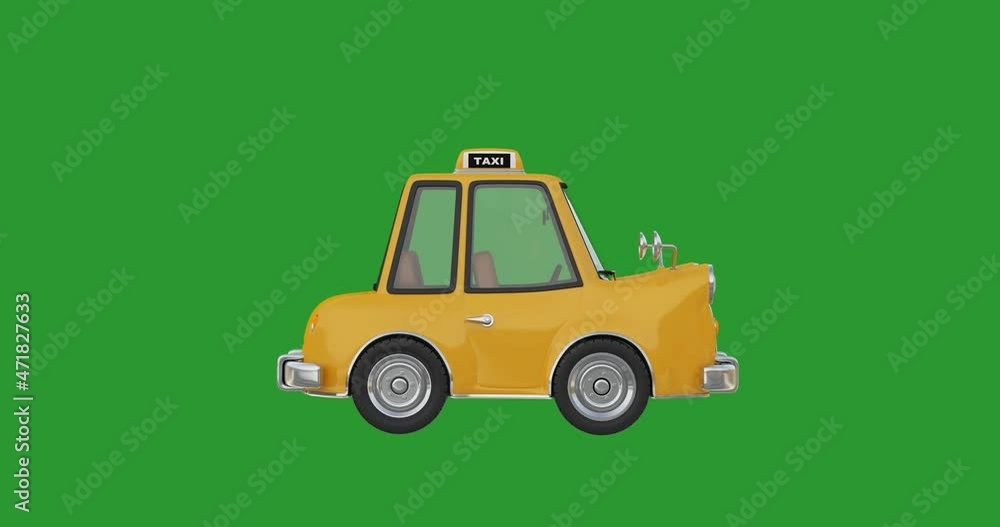 4k Resolution Video: Yellow Cartoon Modern Car Driving on Green Screen Chroma Key 4k Resolution Video: Yellow Cartoon Modern Car Driving on Green Screen Chroma Key
