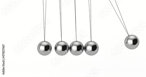 4k Resolution Video: Metal Newton's Cradle Pendulum Balls Spheres Swinging Back and Forth Loop Animation