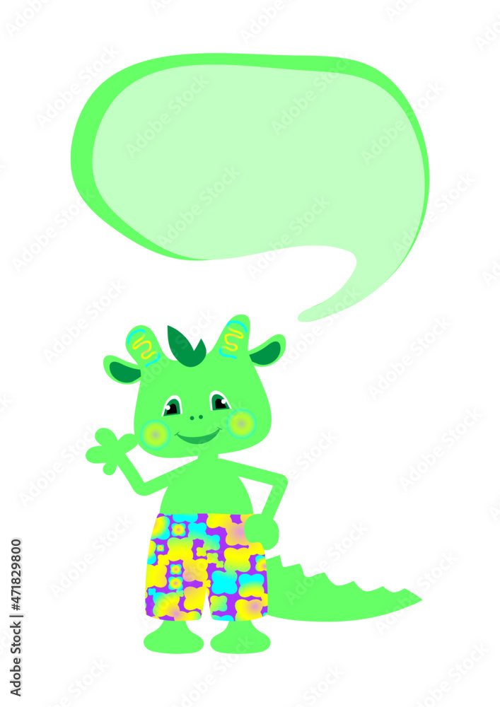funny dinosaur isolated on white. funny green gecko. colorful children's poster. a4. background for the text. postcard, print, template, sticker. funny dinosaur isolated on white. funny green gecko. colorful children's poster. a4. background for the text. postcard, print, template, sticker.
