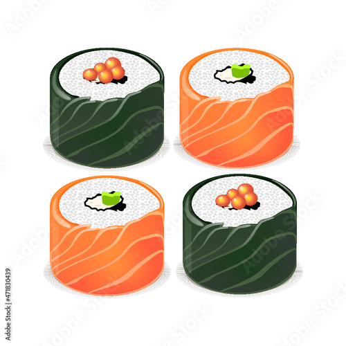 set of sushi rolls