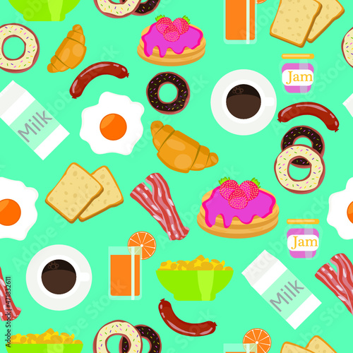 set of food icons, seamless pattern