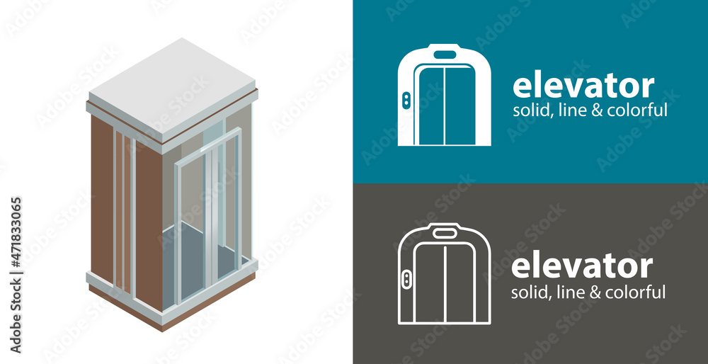 elevator isolated vector flat icon. elevator line solid design element