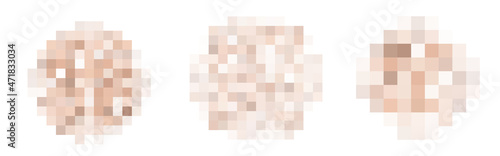 Censored pixel bar set. Nudity skin or sensitive text adult content cover. Censored picture vector illustration.