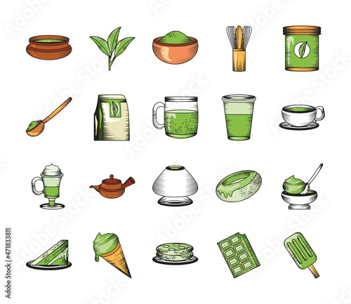 set of matcha powder