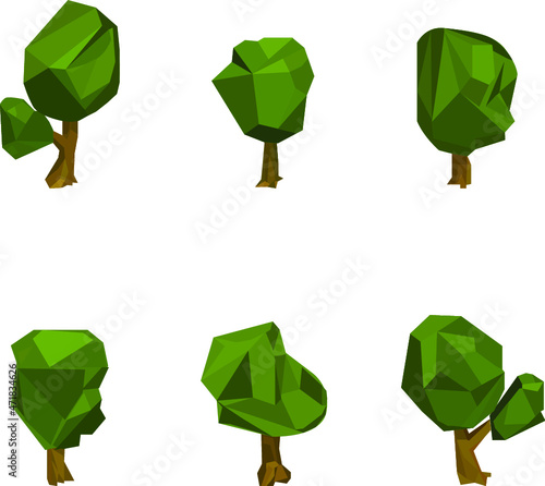 set of lowpoly trees