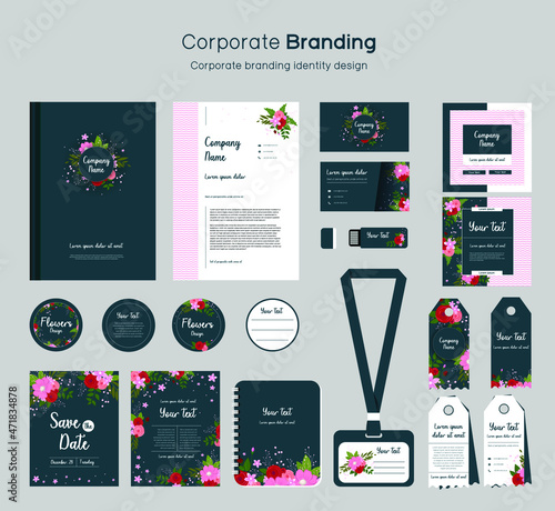 Corporate identity template. Floral design. Vector template