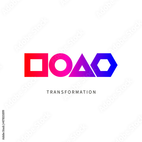 Transformation symbol. Geometric abstract shapes. Simple business logo. Transform icon