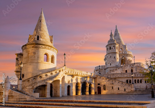 Fisherman Bastion at sunrise, Budapest, Hungary