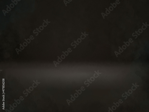 product showcase spotlight on black background. Smoke on the gradient, an empty scene.