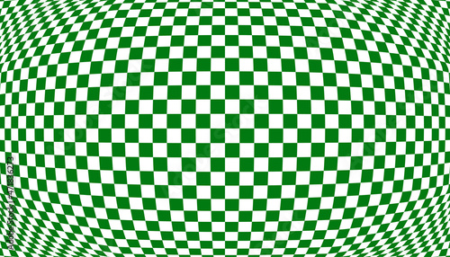 Distorted surface. Chess background with distortion. Optical illusion banner