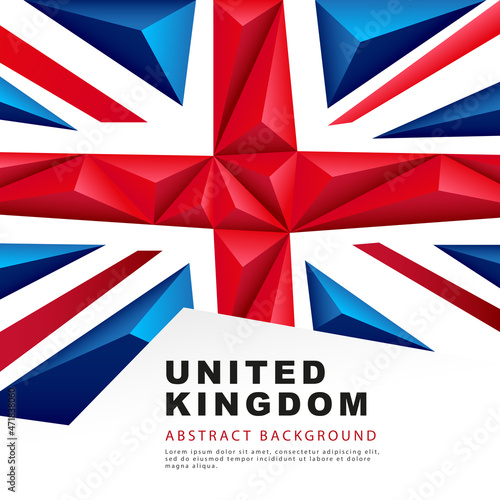 Polygonal Great Britain flag. Vector illustration. Abstract background with colorful blue, red and white stripes