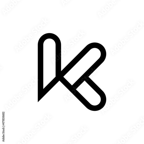 Letter K Line Logo Icon. Abstract Letter K Logo Rounded Line. Simple Logo Design Template Element.
