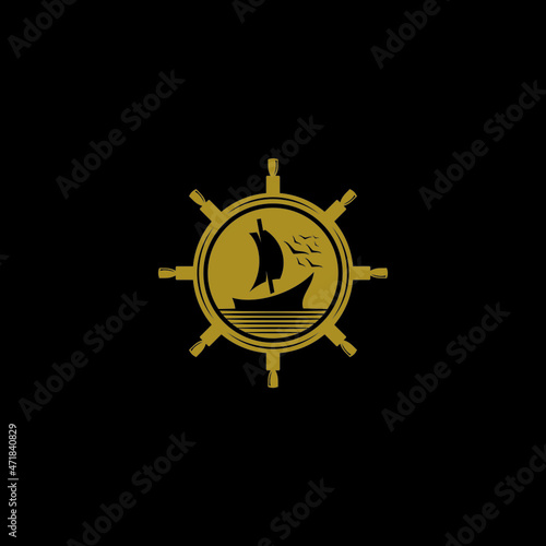 silhouette of dhow sailboat logo design, traditional sailboat vector