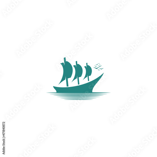 silhouette of dhow sailboat logo design, traditional sailboat vector