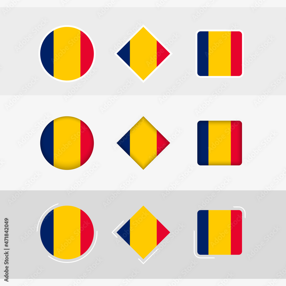Fototapeta premium Chad flag icons set, vector flag of Chad.