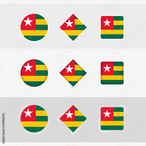 Togo flag icons set, vector flag of Togo.
