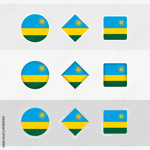 Rwanda flag icons set, vector flag of Rwanda.