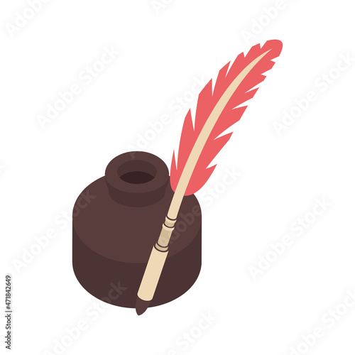 ink bottle and feather