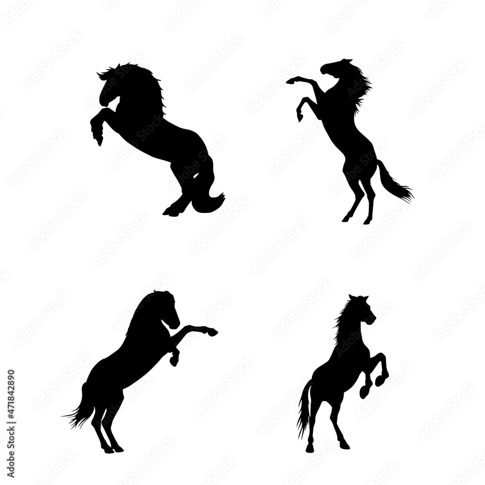 Rearing horses vector silhouette