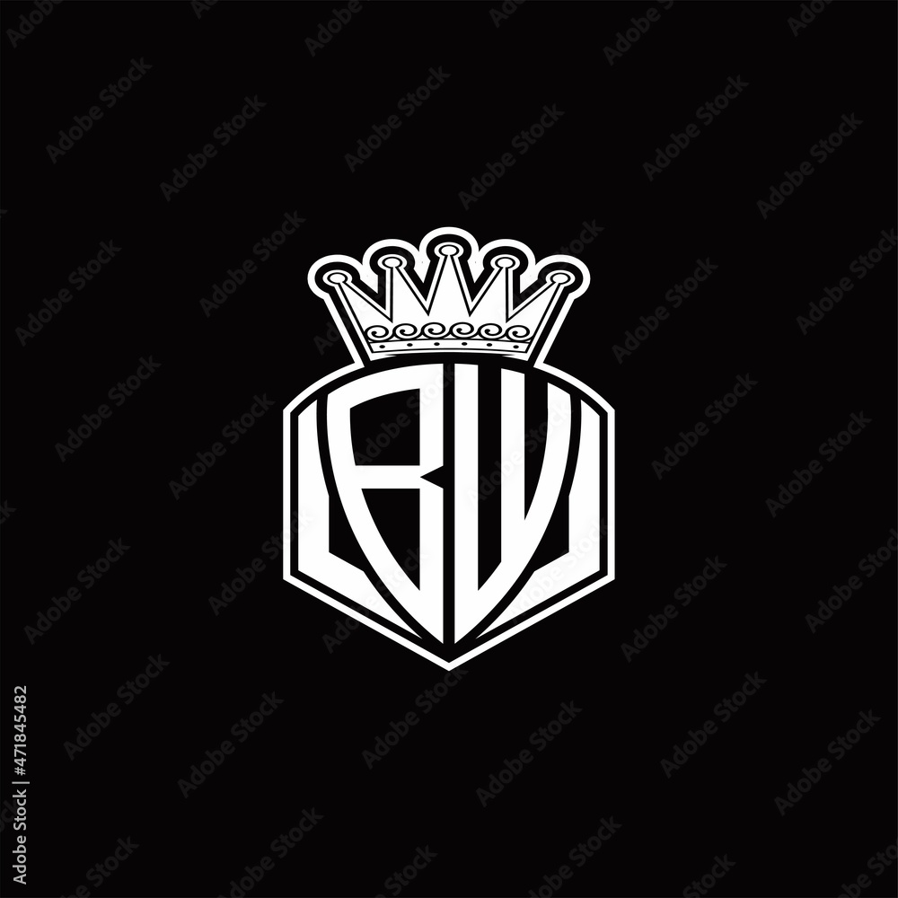 BW Logo monogram with luxury emblem shape and crown design template BW Logo monogram with luxury emblem shape and crown design template