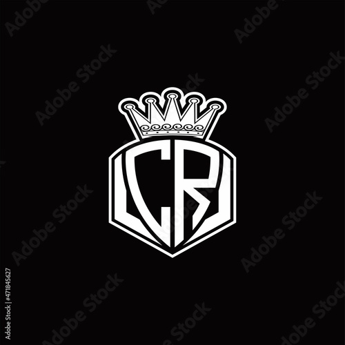 CR Logo monogram with luxury emblem shape and crown design template