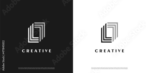 Letter L logo icon line design template elements	