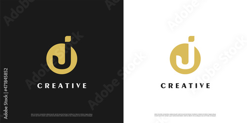 Letter J logo icon negative space design template elements	