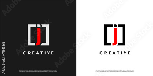 Letter J logo icon line design template elements	