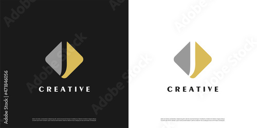 Letter J logo icon negative space design template elements 