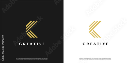 Letter K logo icon line design template elements	 photo