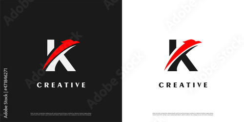 Letter K logo icon eagle design template elements	