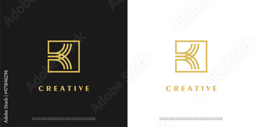 Letter K logo icon line design template elements	