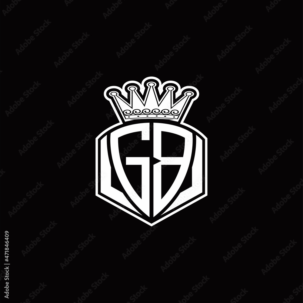 GB Logo monogram with luxury emblem shape and crown design template GB Logo monogram with luxury emblem shape and crown design template
