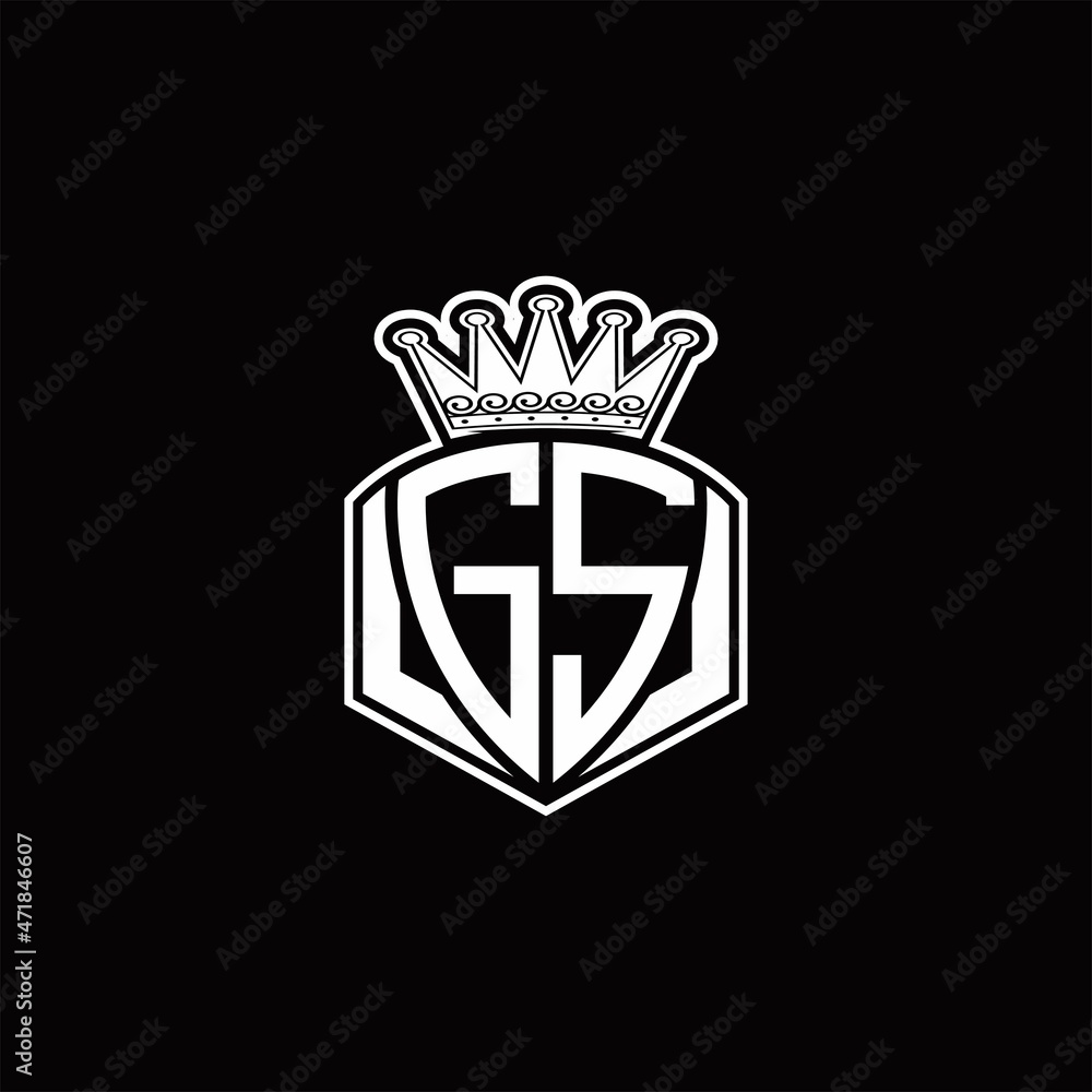 GS Logo monogram with luxury emblem shape and crown design template GS Logo monogram with luxury emblem shape and crown design template