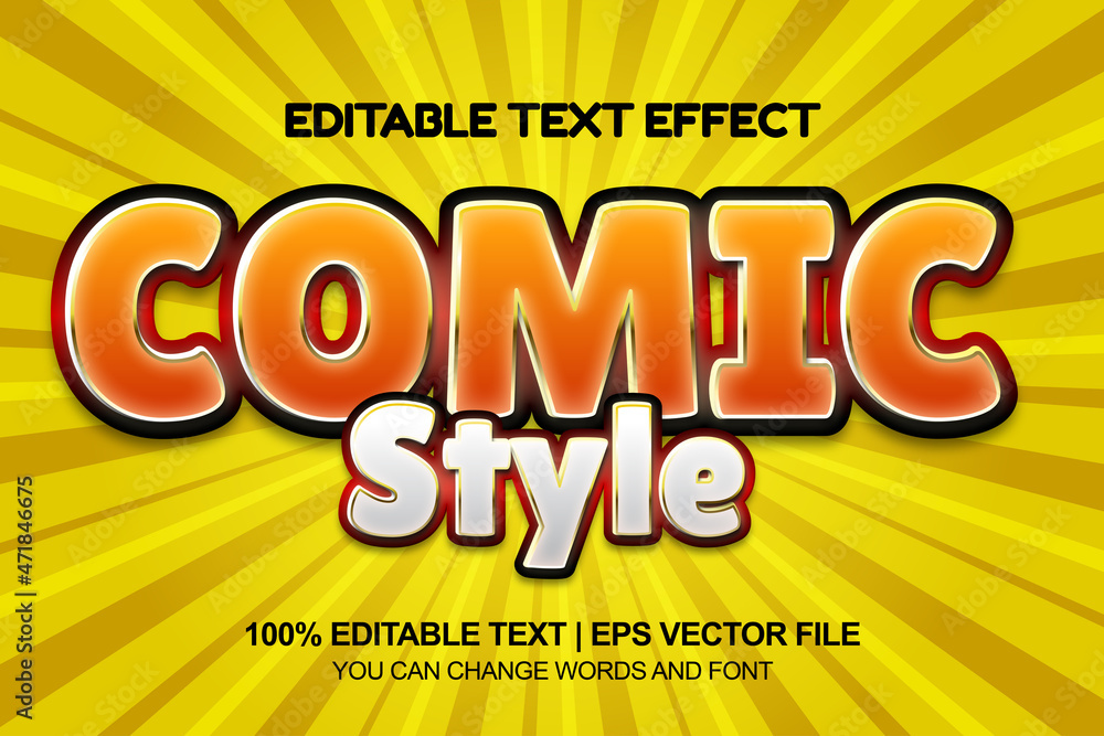 comic cartoon editable text style effect 