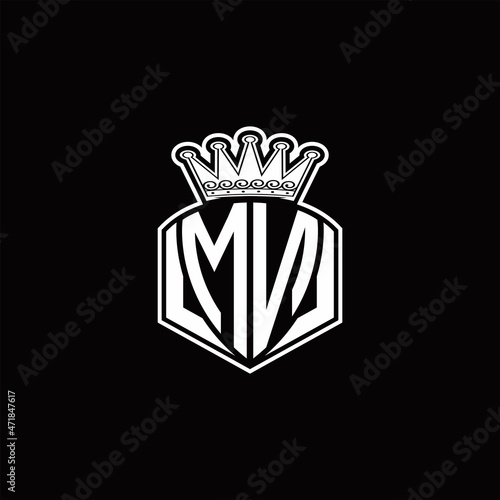 MN Logo monogram with luxury emblem shape and crown design template