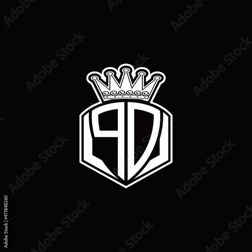 PD Logo monogram with luxury emblem shape and crown design template photo