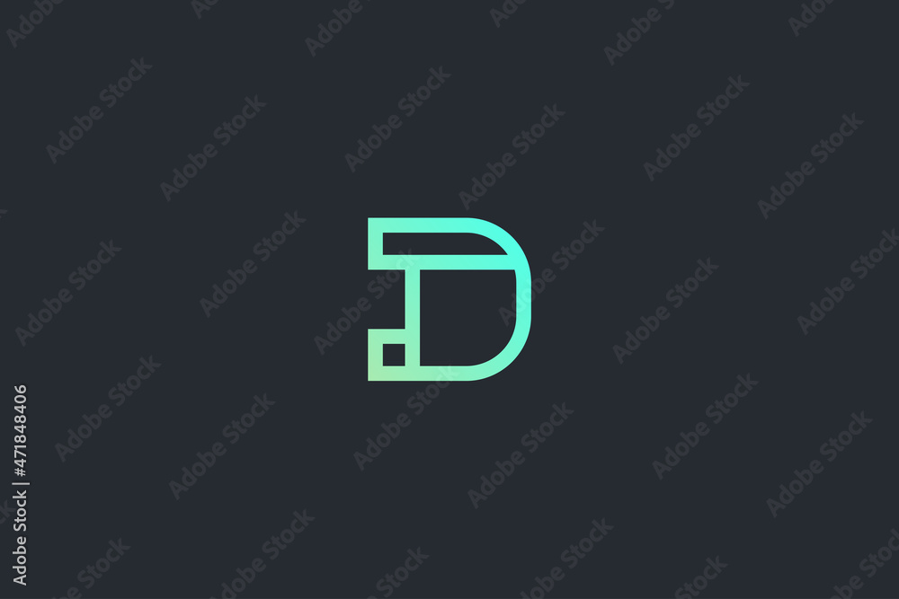 Minimalistic Geometrical Letter D Technology Vector Logo Template on Dark Background Minimalistic Geometrical Letter D Technology Vector Logo Template on Dark Background