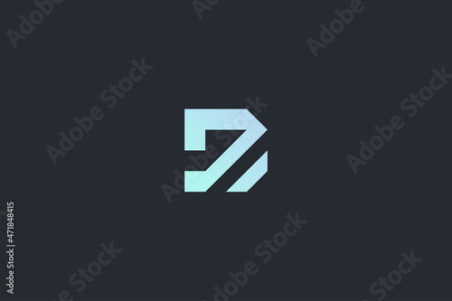 Minimalistic Geometrical Letter D Technology Vector Logo Template on Dark Background