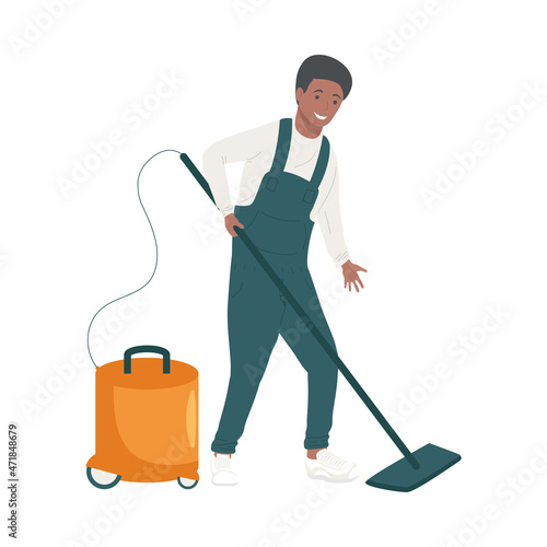 man cleaning with vaccum