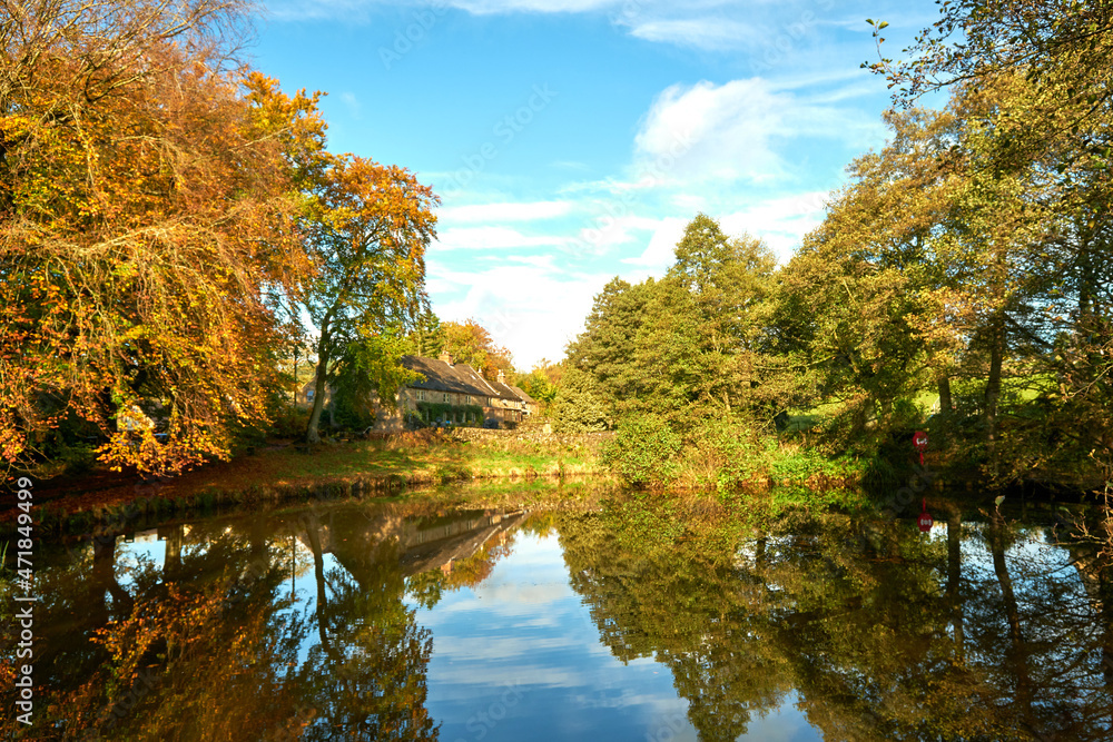 Small lake in autumn scenery