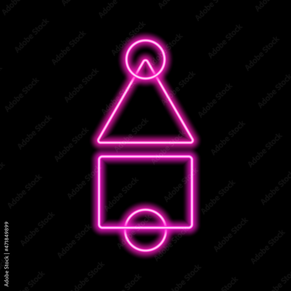 Neon pink signs circle, square, triangle. Vector image. Neon pink signs circle, square, triangle. Vector image.