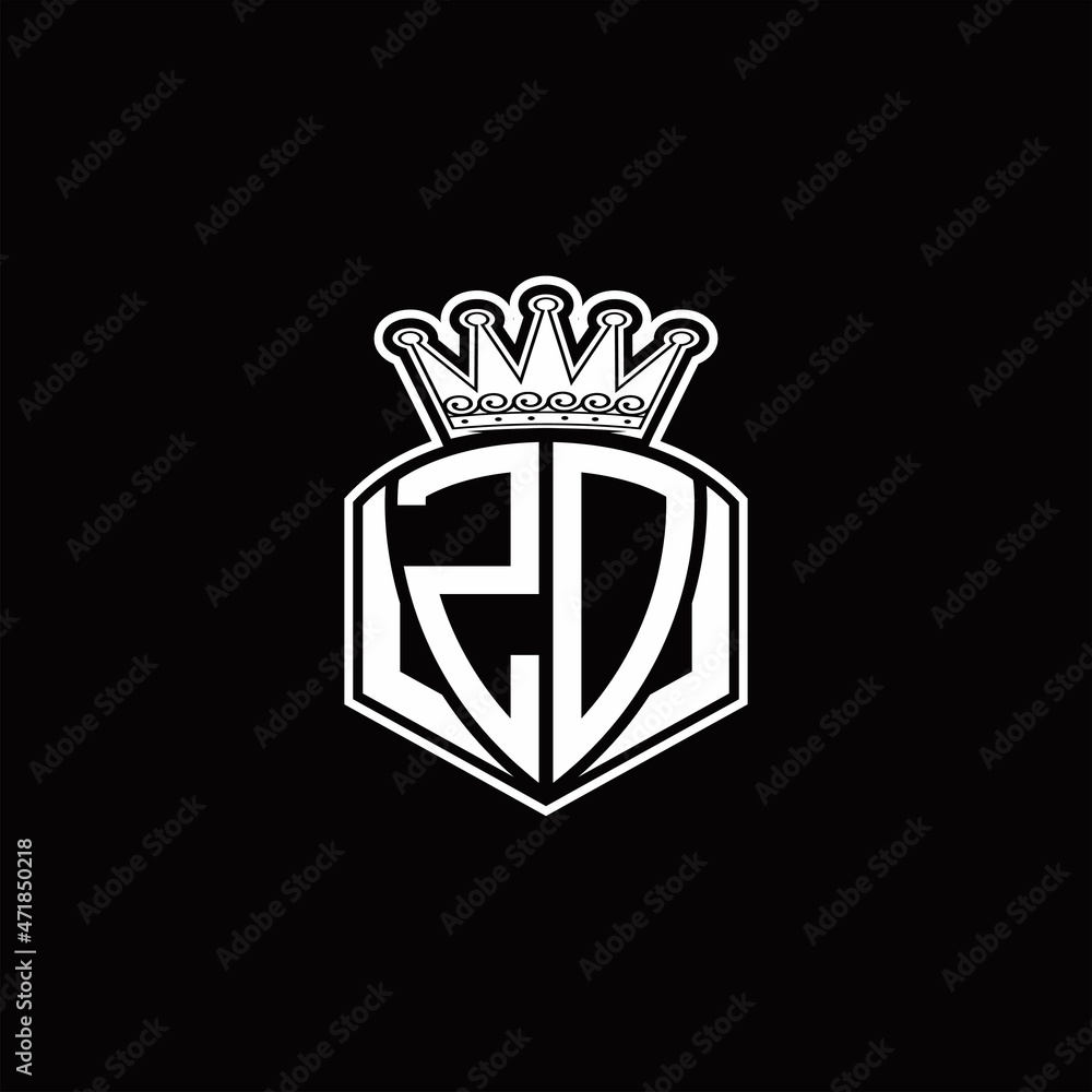 ZD Logo monogram with luxury emblem shape and crown design template ZD Logo monogram with luxury emblem shape and crown design template