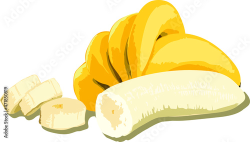 Yellow banana colorful flat vector illustrations