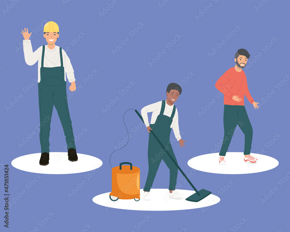 three men remodeling characters three men remodeling characters